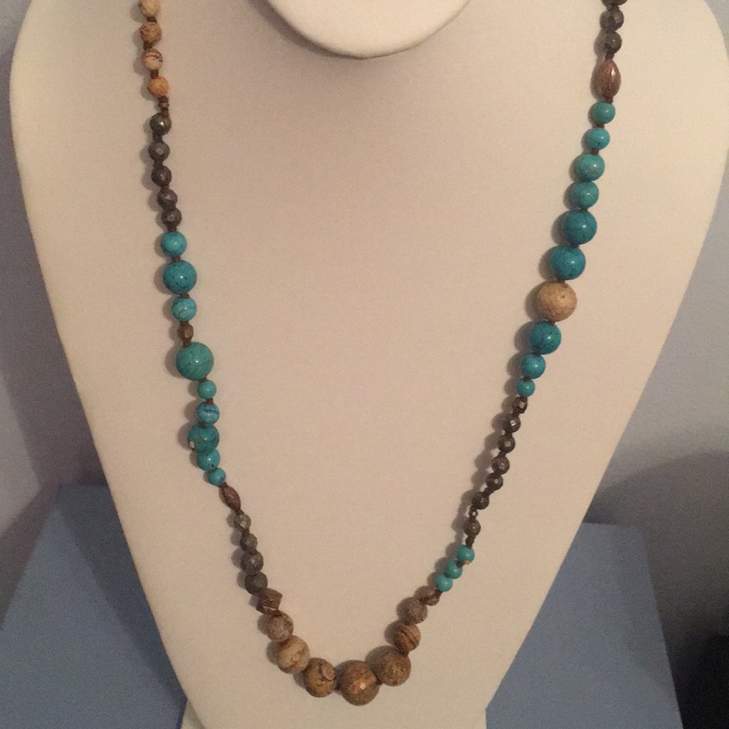 Chan Luu Nckl W/Grad Glass Beads & Turquoise